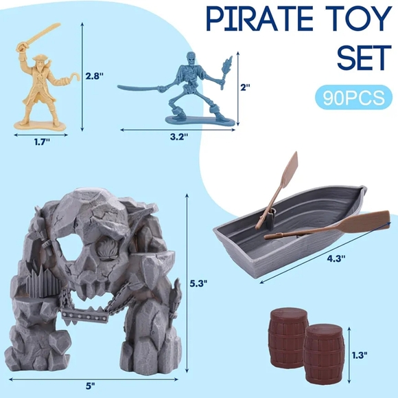 90PCS Pirate Toy Set, 2 Colors Pirate and Skeleton Warriors Figures - Picture 3 of 9